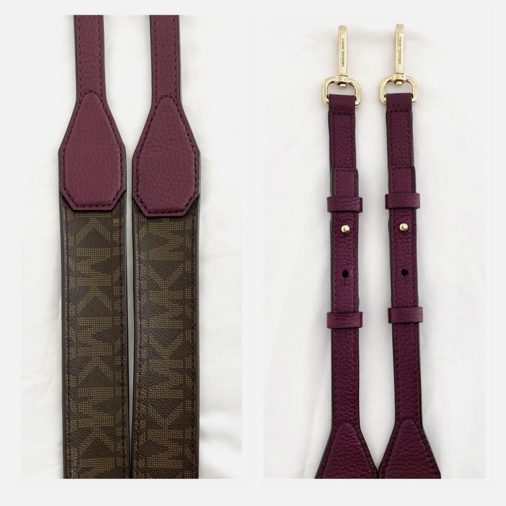 MICHAEL KORS Leather Replacement Shoulder Guitar Strap Brown/Plum